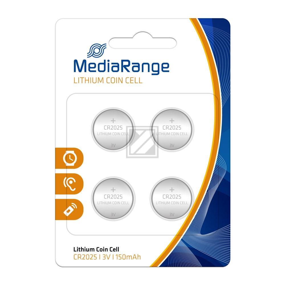 MediaRange Lithium Knopfzelle CR2025 3 V 4er-Pack