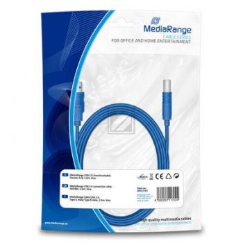 MediaRange USB 3.0 Kabel 3,0 m blau, Stecker A/B