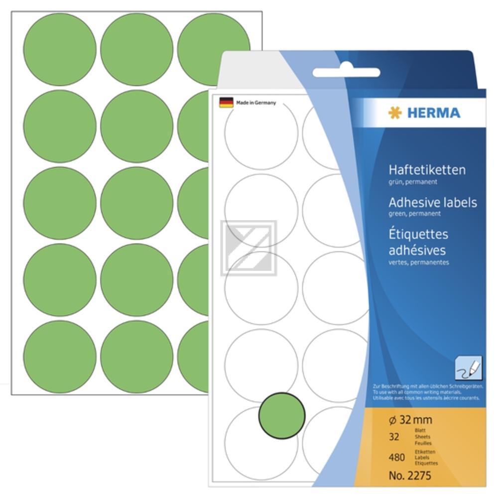Herma Vielzwecketiketten grün › 32 mm rund Papier matt Inh.480
