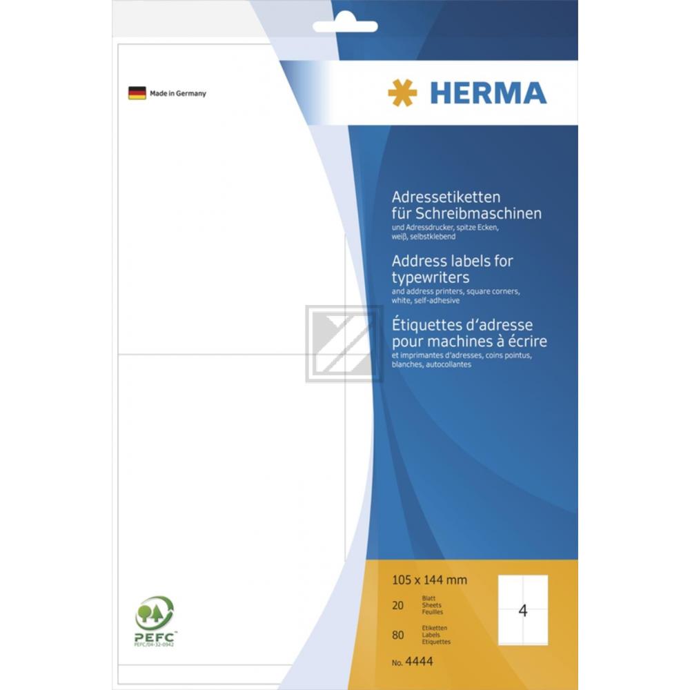 Herma Adressetiketten A4 weiß 105 x 144 mm Papier matt Inh.80