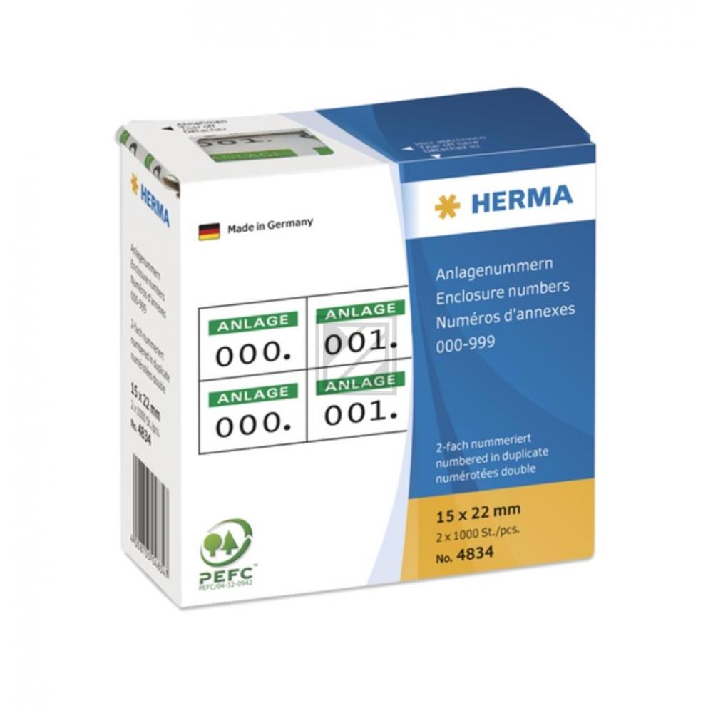 Herma Anlagenummern 15 x 22 mm selbstklebend 2-fach Aufdruck grün