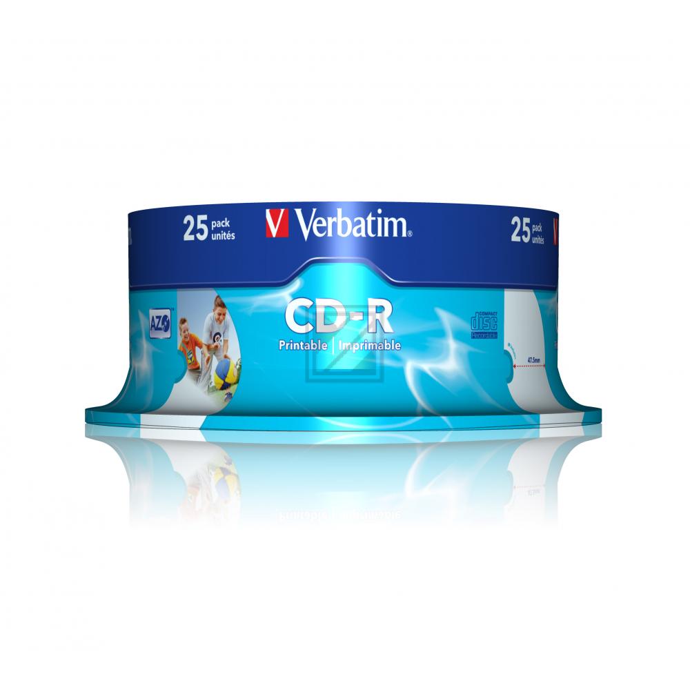Verbatim CD-R 80min/700MB (25) 52 x /Spindel/Inkjet Printable