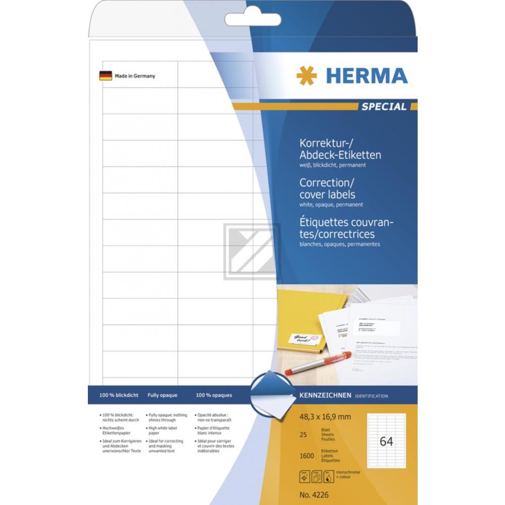 Herma Abdeck-Etiketten weiß 48,3 x 16,9 mm Papier blickdicht
