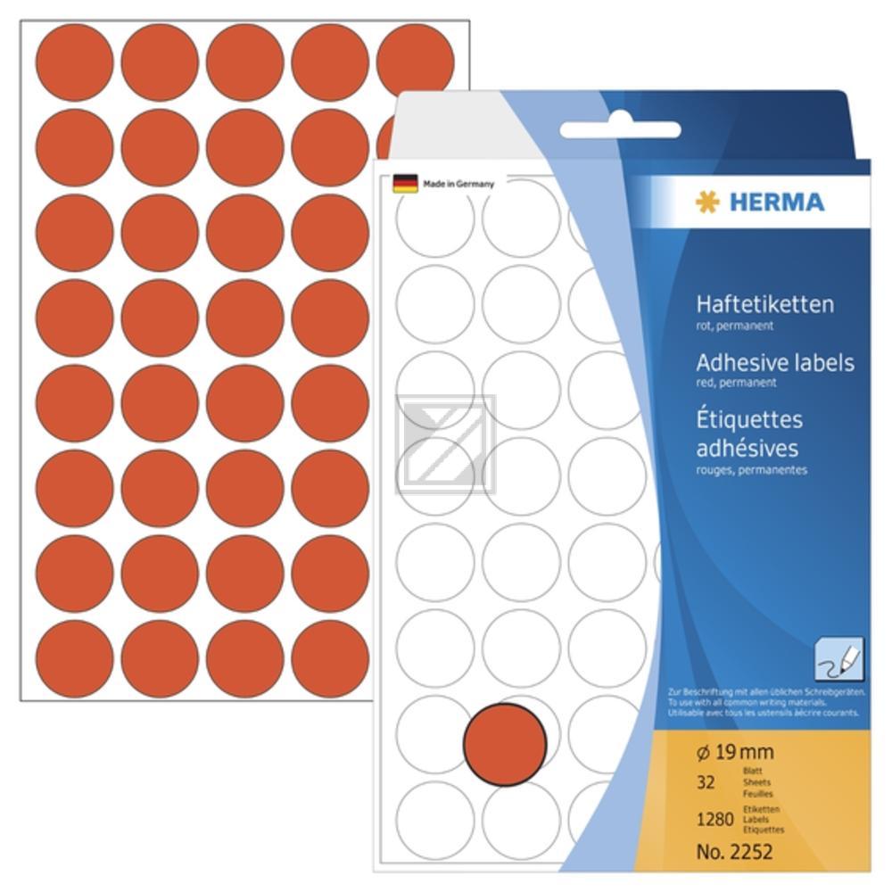Herma Vielzwecketiketten rot › 19 mm rund Papier matt Inh.1280