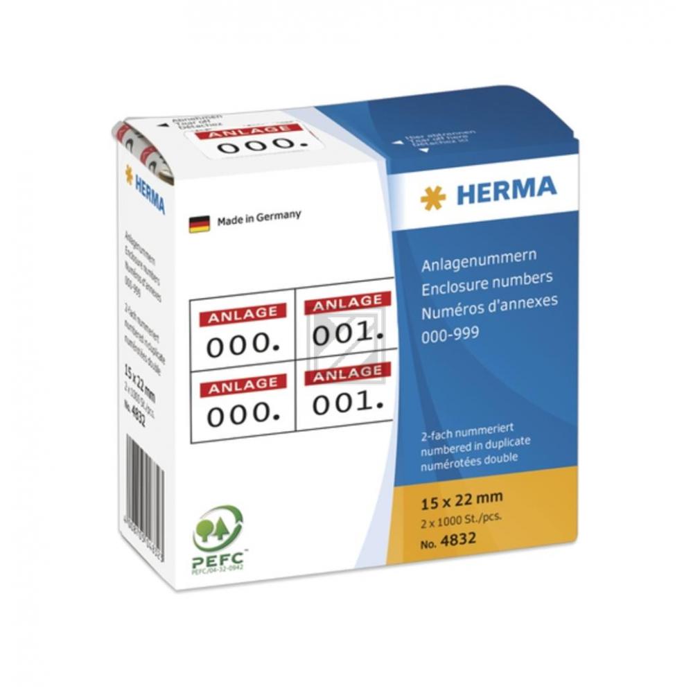Herma Anlagenummern 15 x 22 mm selbstklebend 2-fach Aufdruck rot