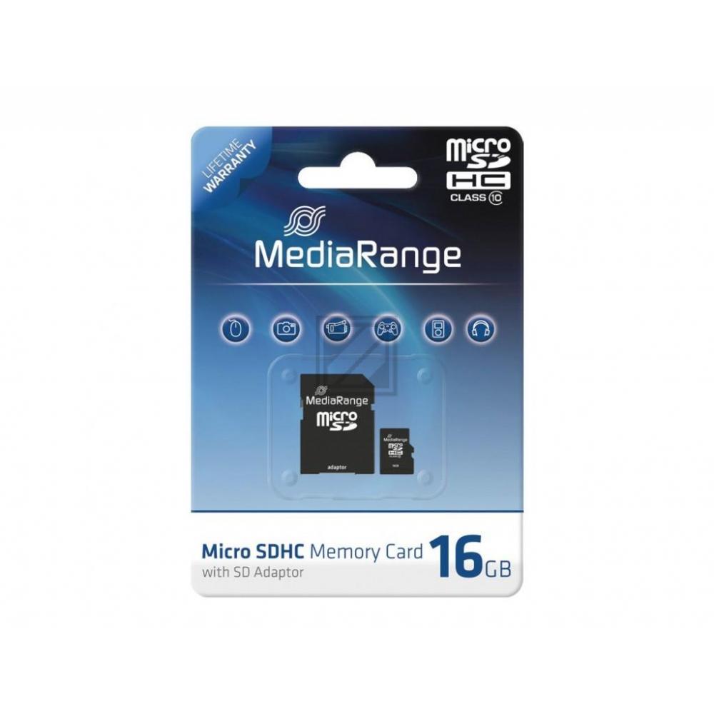 Mediarange Micro SDHC Card 16 GB Class 10 mit SD-Karten Adapter