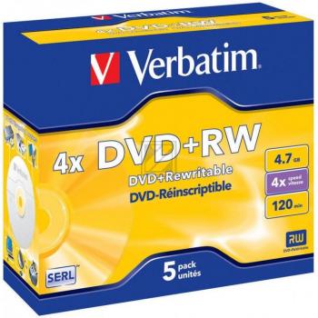 Verbatim DVD+RW 4,7 GB (5) 4 x /Jewel Case/Data Life Plus