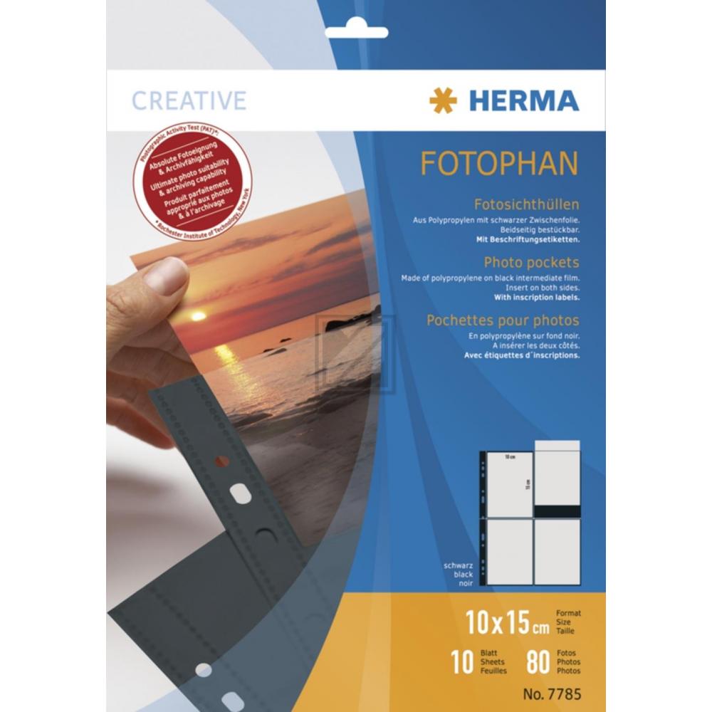 Herma Fotosichthüllen schwarz 100 x 150 mm hoch Inh.10 Hüllen