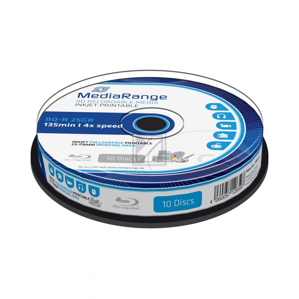 Mediarange Blu-Ray Bd-R 25 GB 4 x (10) Cake Box white Inkjet