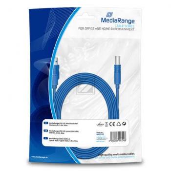 MediaRange USB 3.0 Kabel 5,0 m blau, Stecker A/B