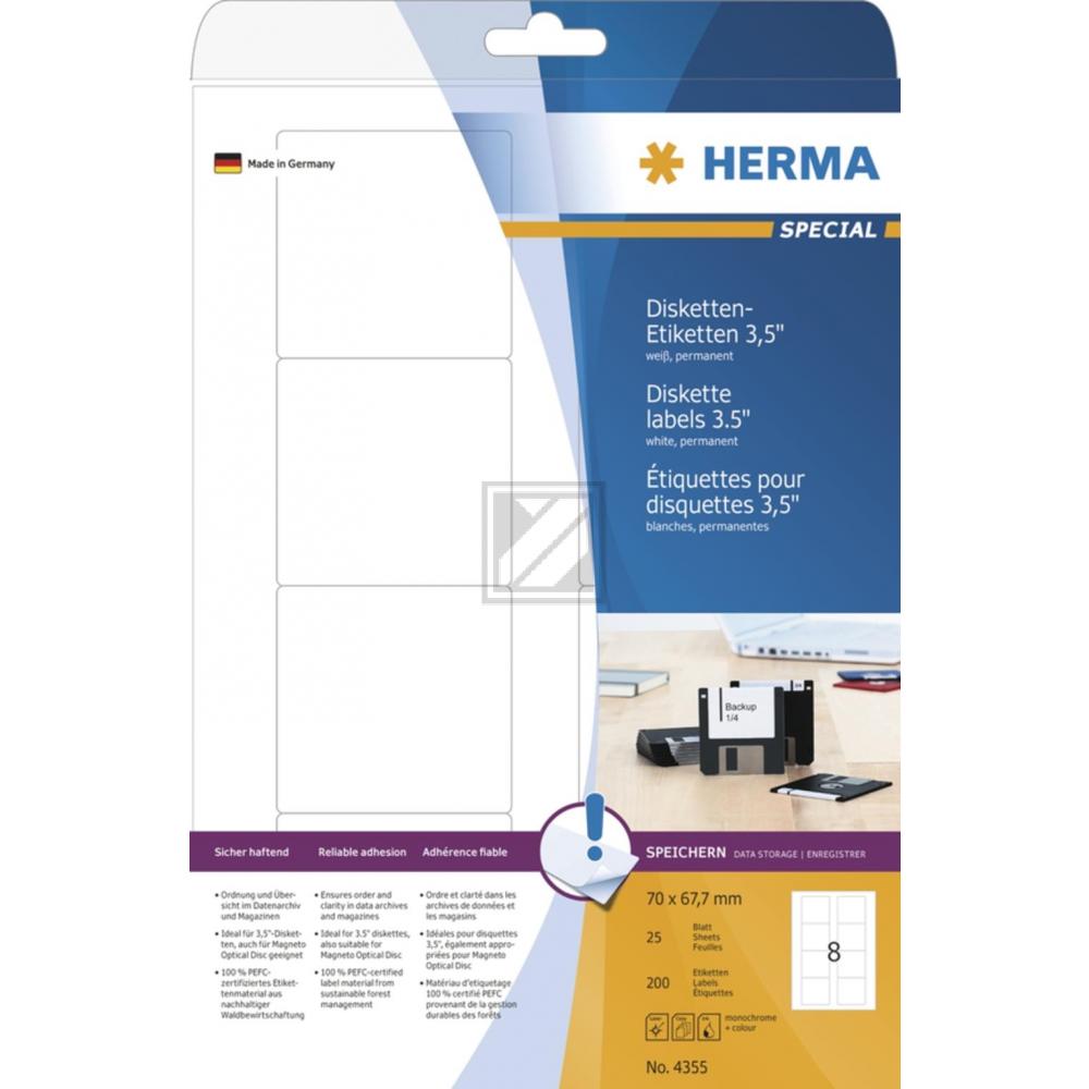 Herma Disketten-Etiketten 70 x 67,7 mm Papier matt Inh.200