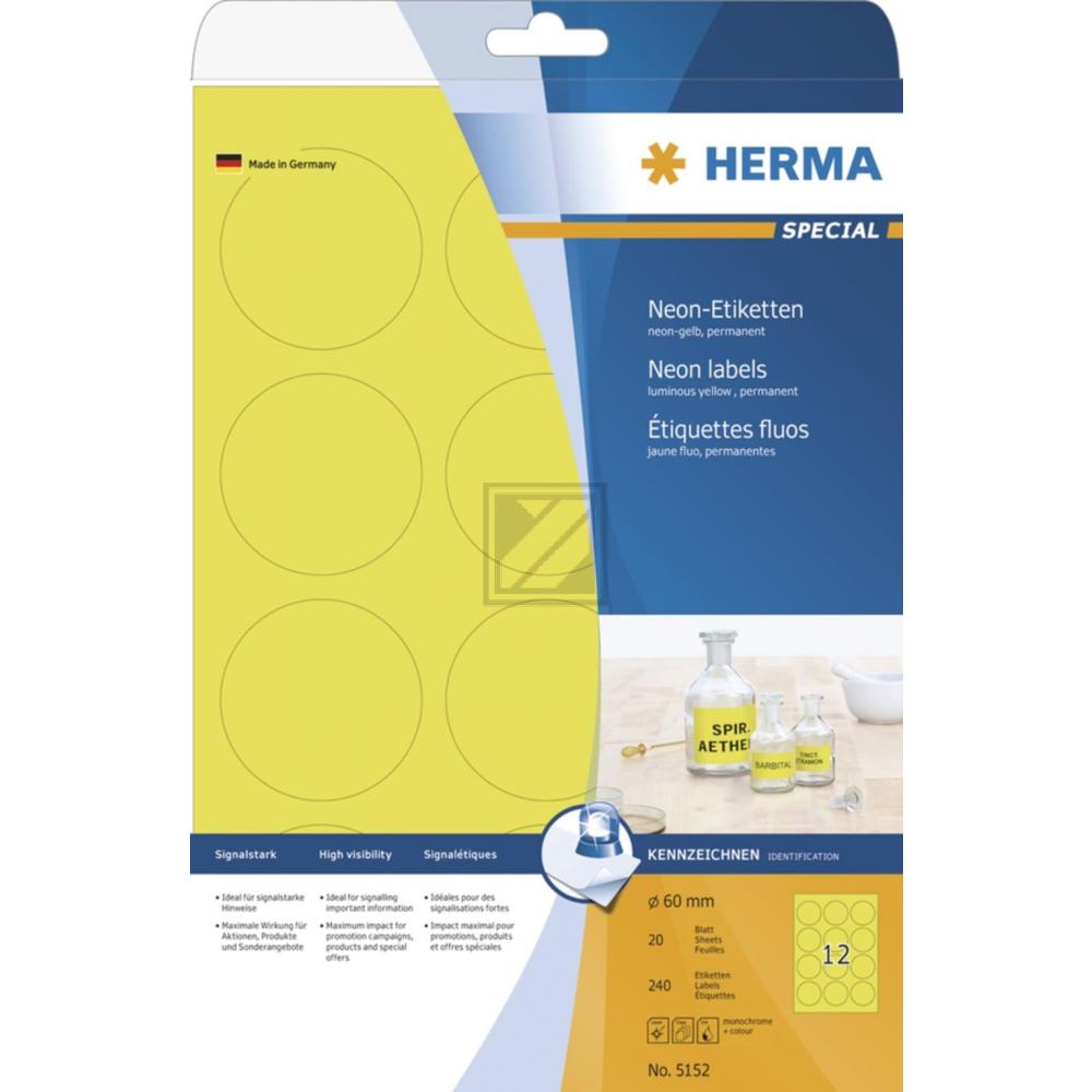 Herma Etikett A4 neon-gelb › 60 mm Papier matt Inh.240