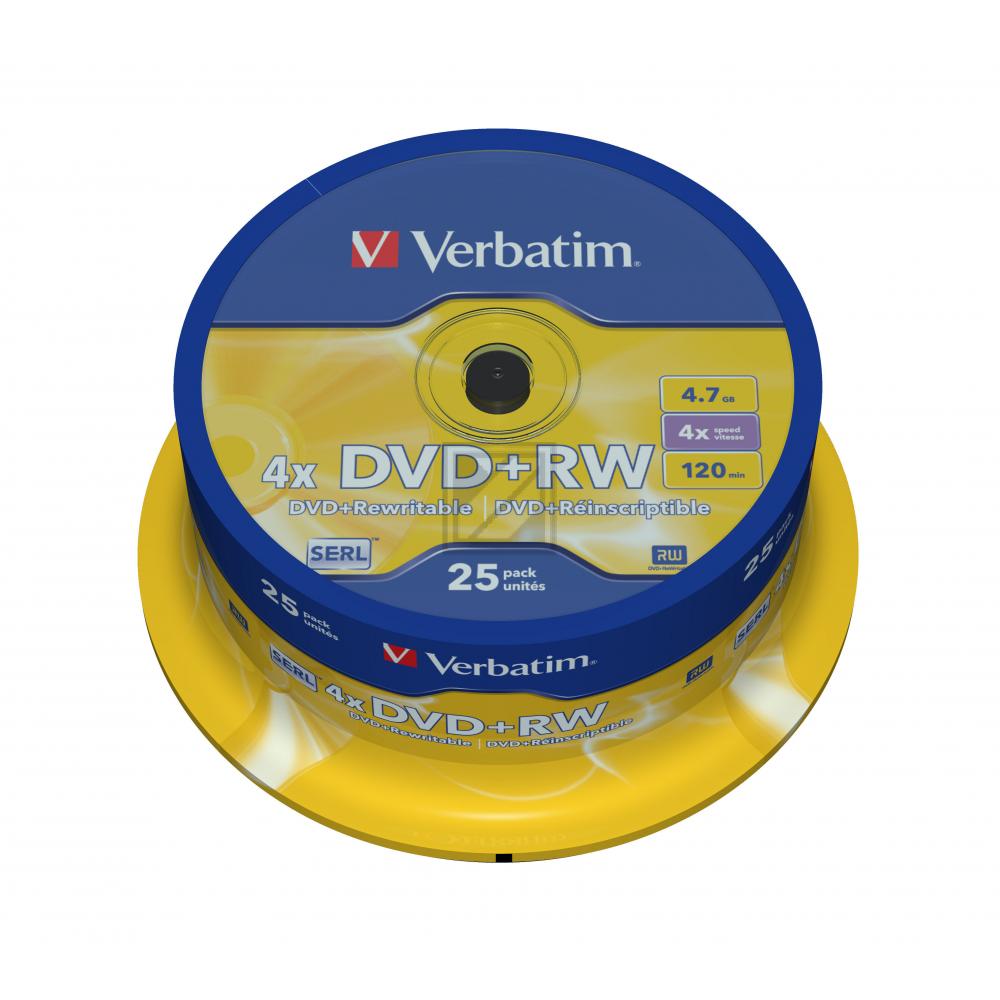 Verbatim DVD+RW 4,7 GB 4 x Inh.25 Spindel