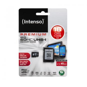 Intenso Micro SDHC Card 16 GB Class 10 UHS-I inkl. Adapter