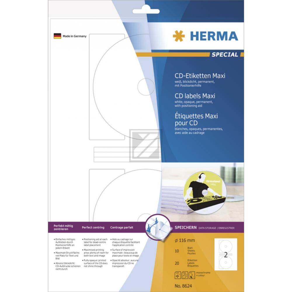 Herma CD-Etiketten Maxi A4 weiß › 116 mm Papier matt Inh.20
