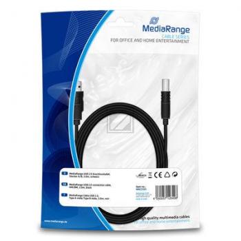 MediaRange USB Kabel A/B 3,0 m USB 2.0 black