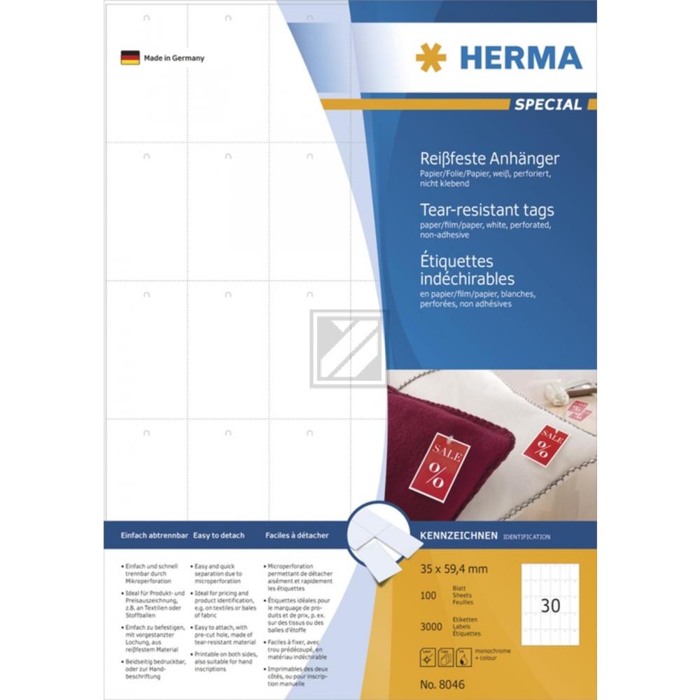 Herma Anhänger A4 weiß stabil 35 x 59,4 mm Papier/Folie/Pap. Inh.3000