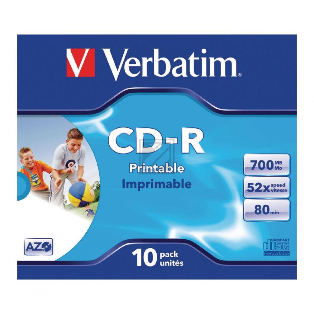 Verbatim CD-R 80min/700MB 52 x Inh.10 Jewel Case Printable