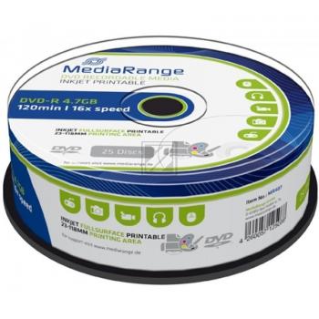 Mediarange DVD-R 4,7 GB 16 x (25) Cake Box white Inkjet