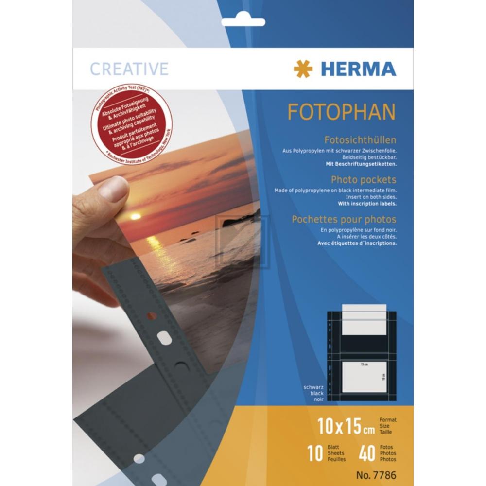 Herma Fotosichthüllen schwarz 100 x 150 mm quer Inh.10 Hüllen