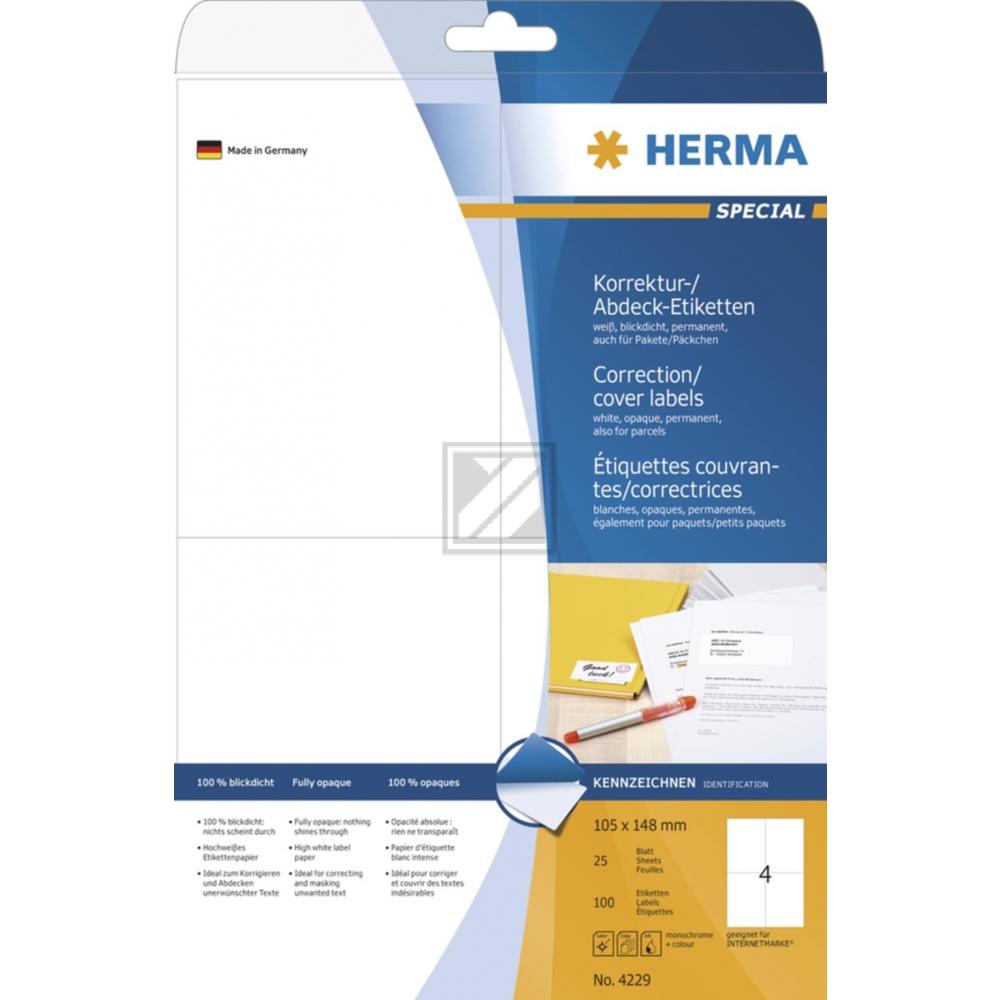 Herma Abdeck-Etiketten weiß 105 x 148 mm Papier blickdicht Inh.100