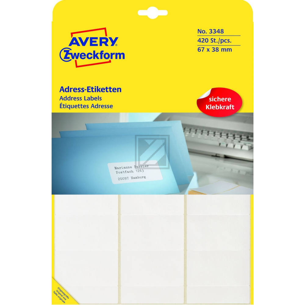 AZ Adress-Etiketten 3348 Bogen Inh.420 67 x 38 mm