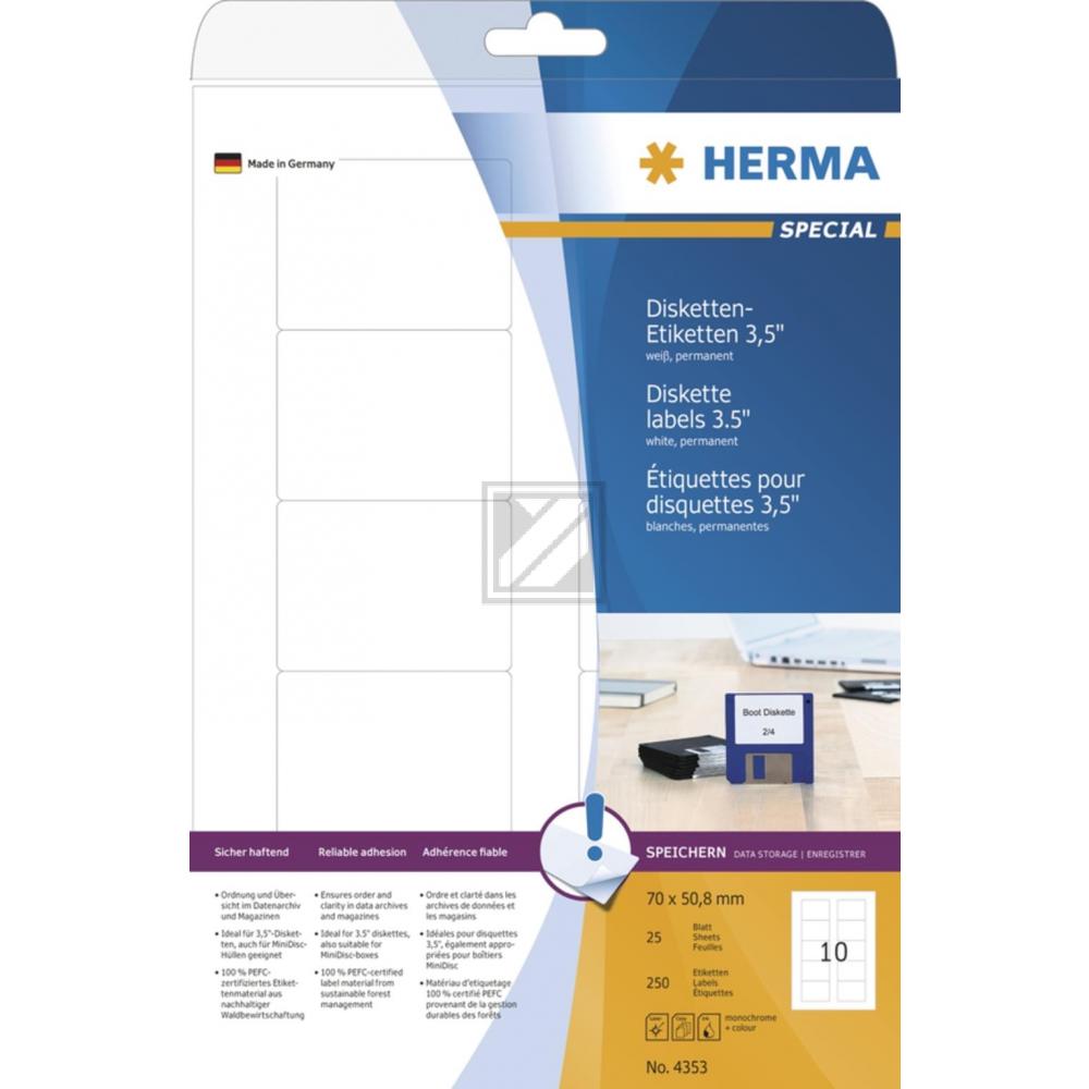 Herma Disketten-Etiketten 70 x 50,8 mm Papier matt Inh.250