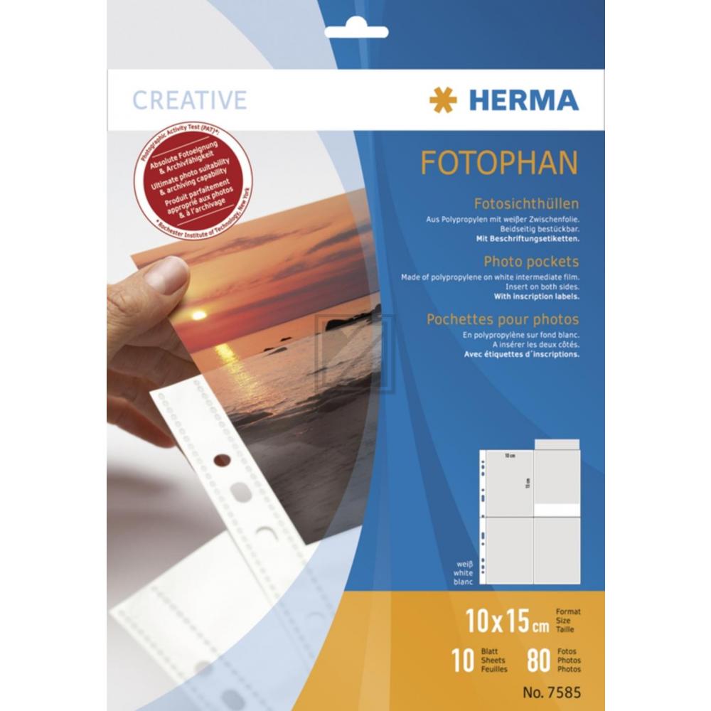 Herma Fotosichthüllen weiß 100 x 150 mm hoch Inh.10 Hüllen
