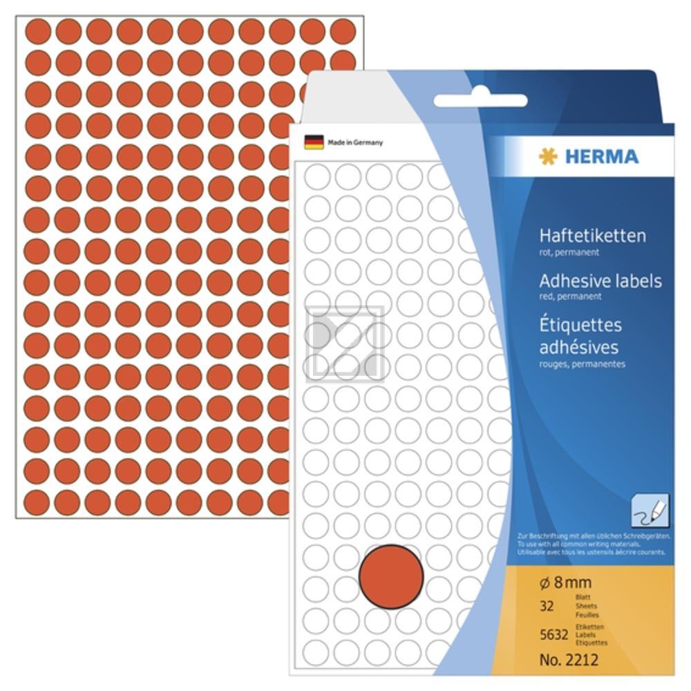 Herma Vielzwecketiketten rot › 8 mm rund Papier matt Inh.5632