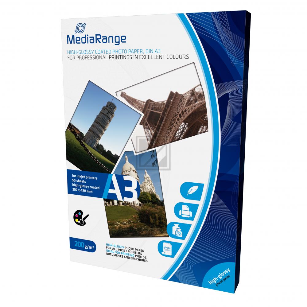 Mediarange Fotopapier A3 für Tinte hochglänzend 200 g/qm