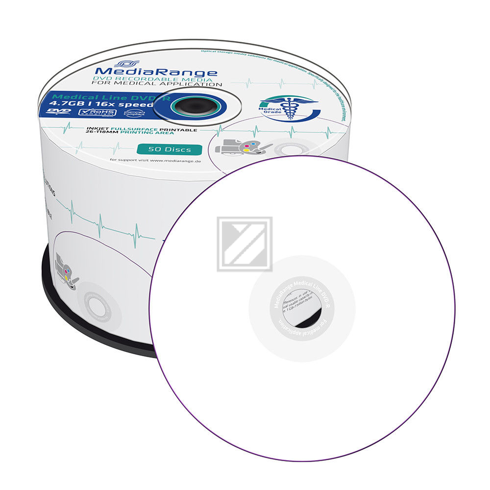 MEDIARANGE MEDICAL LINE DVD-R 16x (50)CB MR429 Cake Box tintenstrahlbe