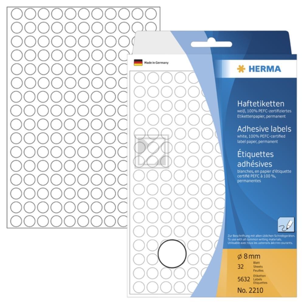 Herma Vielzwecketiketten weiß › 8 mm rund Papier matt Inh.5632