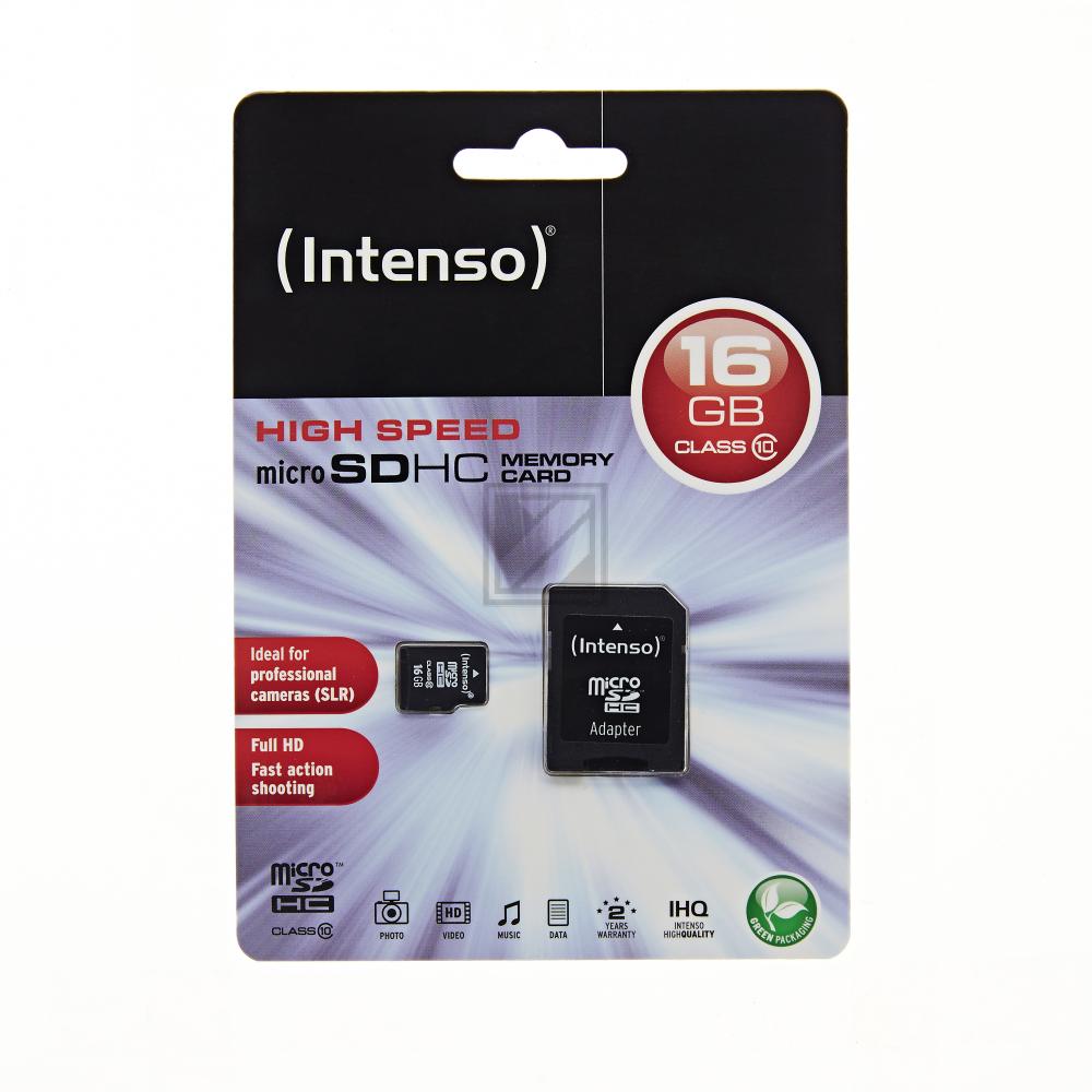 Intenso Micro SD Card 16 GB Class 10 inkl. Adapter